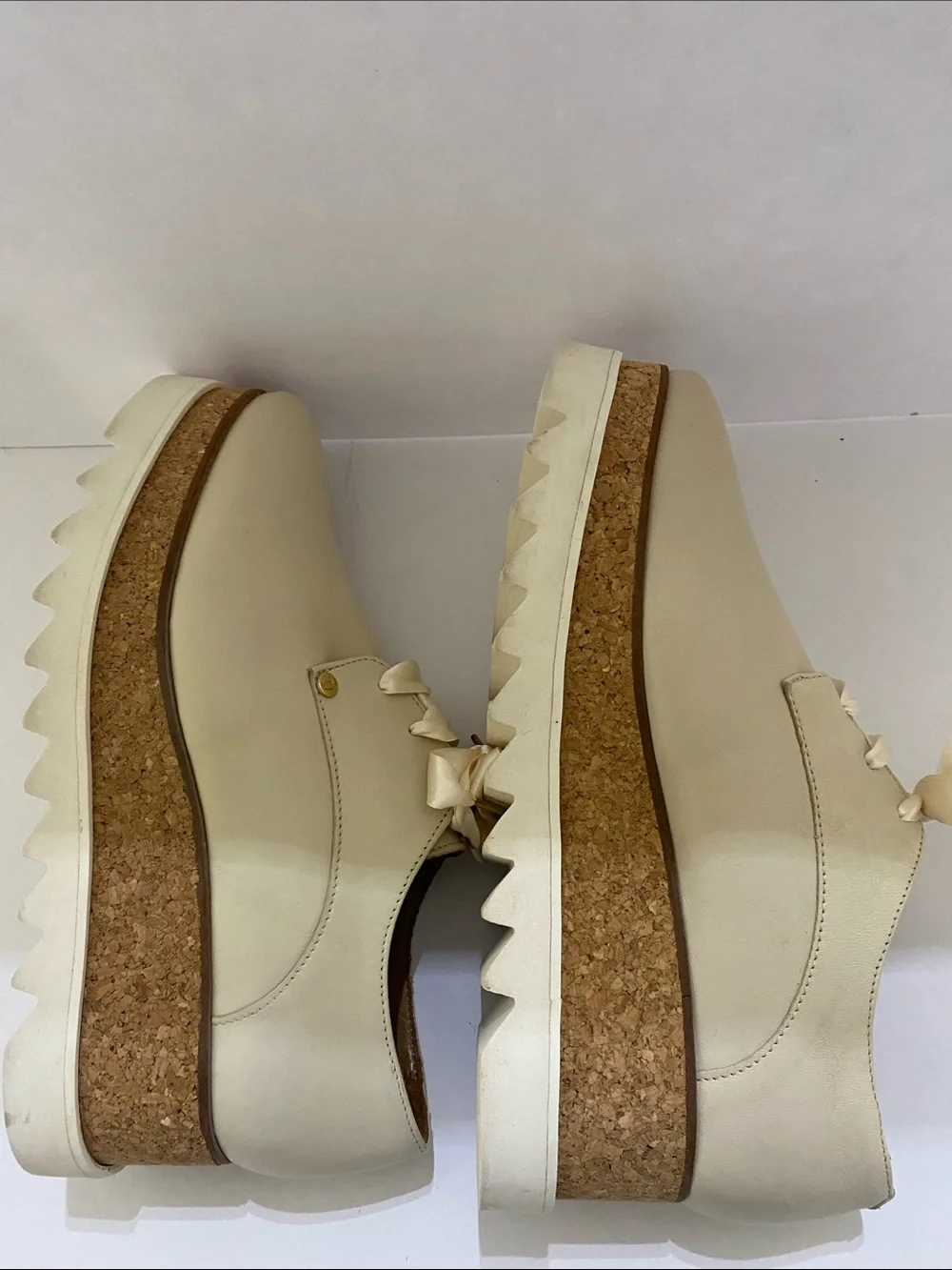 Trussardi Cream Platform Lace-Up Oxfords with Cork Midsole